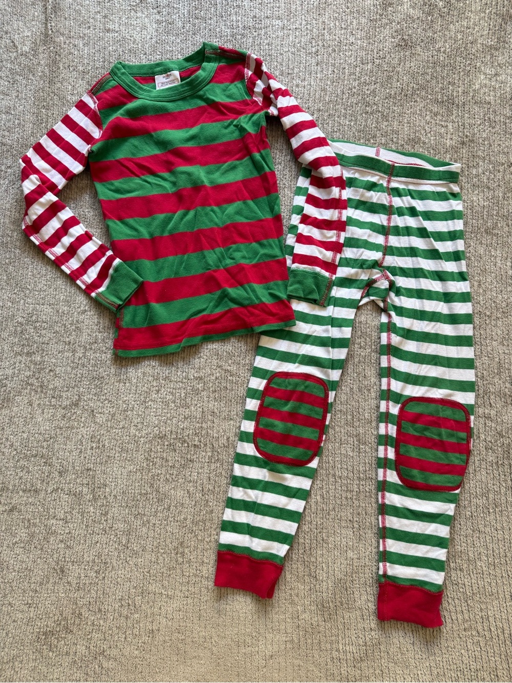 Hanna Andersson Christmas Pajama Set Red Green Stripes Size 6-7 120